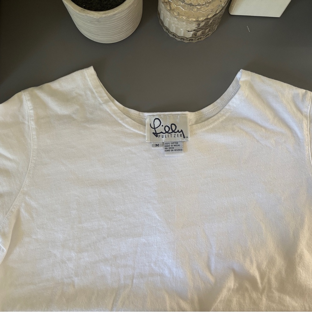 Lilly Pulitzer 100% cotton White Scoop Neck Tee